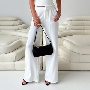 Princess Polly Briana White Wide-Leg Suit Pants
